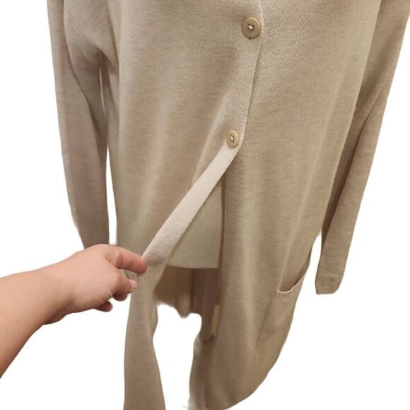 J. Jill  Wool Blend Women's Size Large Beige Topper Cardigan Sweater Longine Poc - Picture 12 of 13
